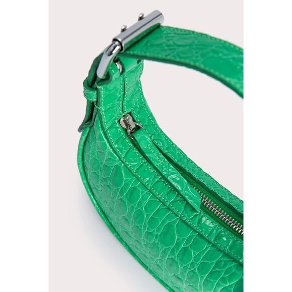 By Far Mini Soho Super Green Circular Croco Embossed Leather- Color Super Green - Picture 9 of 10
